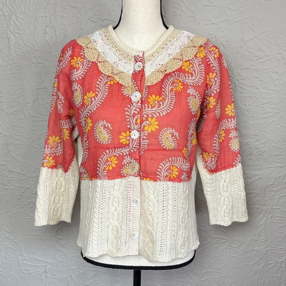 Free People Wool Blend Patchwork Cardigan - image 1